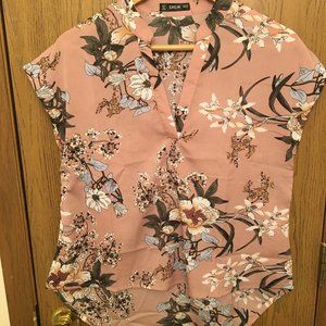 Shein Pink Floral Blouse